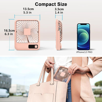 Desk Fan, Portable USB Rechargeable Fan, 180° Tilt Folding Personal Fan With Power Display, 5 Speeds Ultra Quiet Table Fan